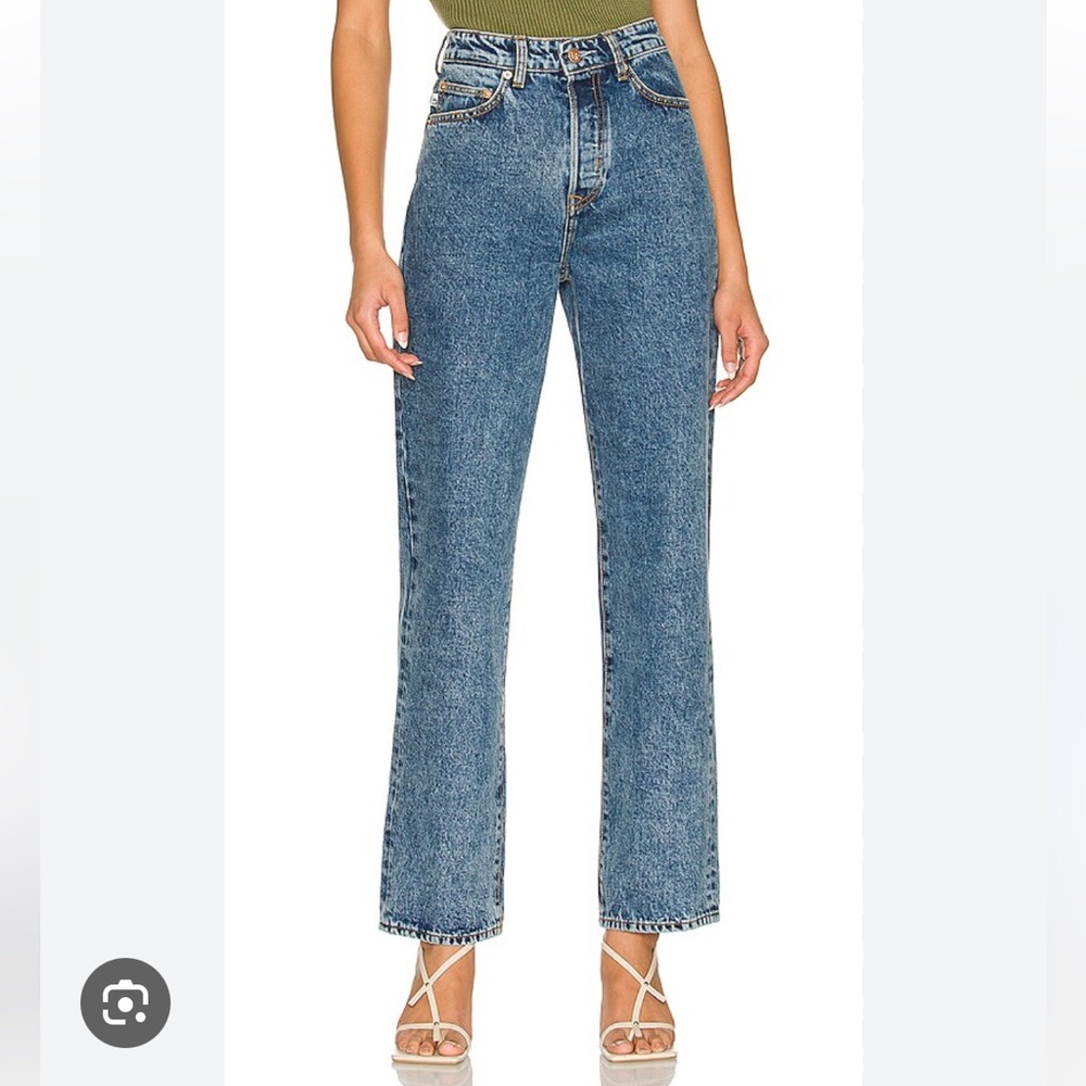Lovers + friends LF revolve medium wash high rise straight leg jeans